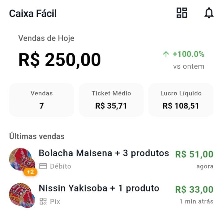 Tela inicial do aplicativo Caixa Fácil